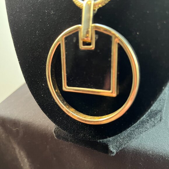 Chicos Bibb Statement Necklace with Pendant Black with Gold tones - Picture 2 of 2